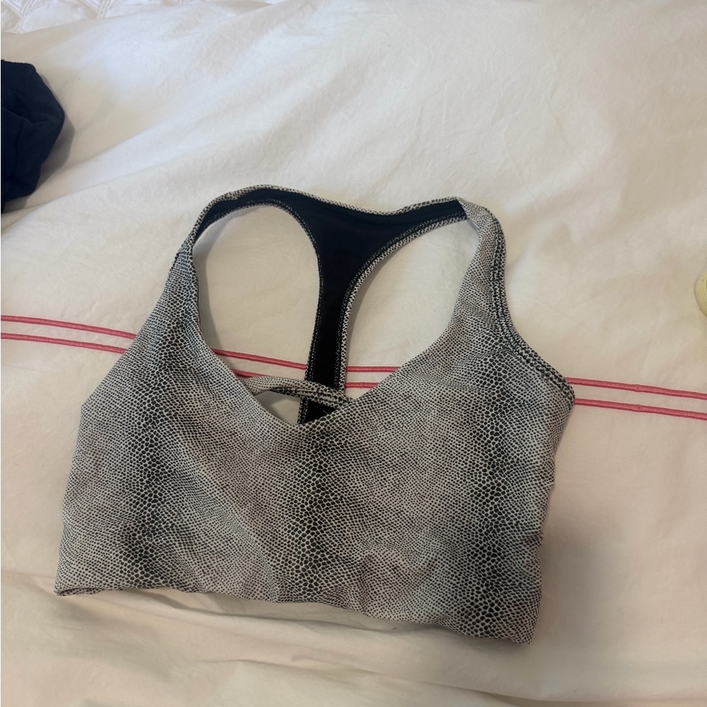 Gray Snake-Print Reptile Sports Bra - Onezie